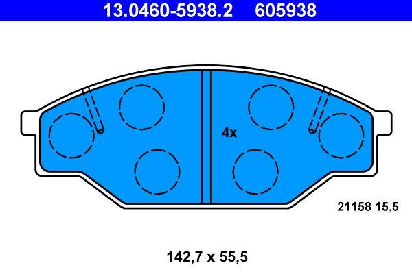 Jeu de 4 plaquettes de frein ATE ref. 13.0460-5938.2