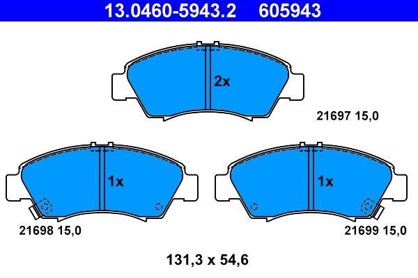 Jeu de 4 plaquettes de frein ATE ref. 13.0460-5943.2
