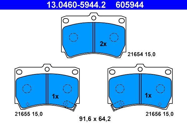 Jeu de 4 plaquettes de frein ATE ref. 13.0460-5944.2