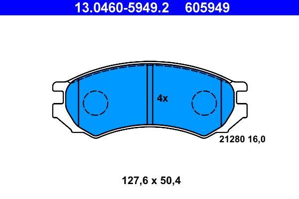 Jeu de 4 plaquettes de frein ATE ref. 13.0460-5949.2