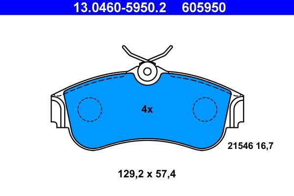 Jeu de 4 plaquettes de frein ATE ref. 13.0460-5950.2