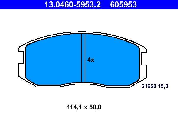 Jeu de 4 plaquettes de frein ATE ref. 13.0460-5953.2