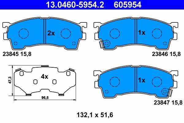 Jeu de 4 plaquettes de frein ATE ref. 13.0460-5954.2