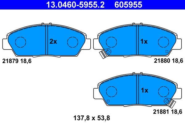 Jeu de 4 plaquettes de frein ATE ref. 13.0460-5955.2