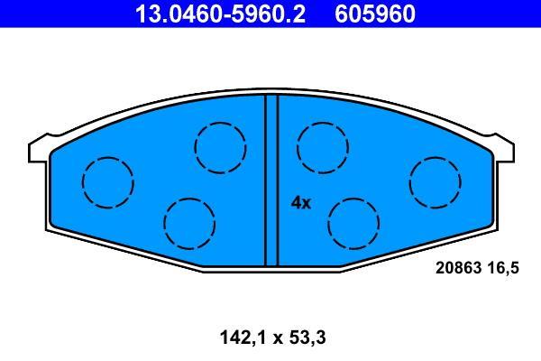 Jeu de 4 plaquettes de frein ATE ref. 13.0460-5960.2