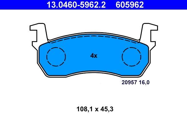 Jeu de 4 plaquettes de frein ATE ref. 13.0460-5962.2