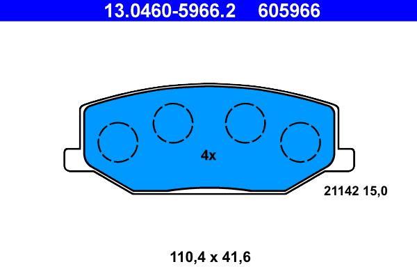 Jeu de 4 plaquettes de frein ATE ref. 13.0460-5966.2