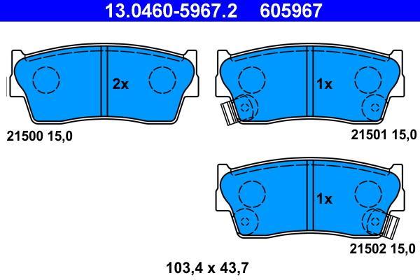 Jeu de 4 plaquettes de frein ATE ref. 13.0460-5967.2