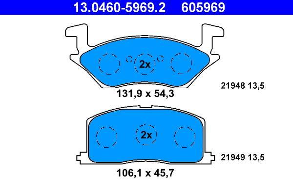 Jeu de 4 plaquettes de frein ATE ref. 13.0460-5969.2