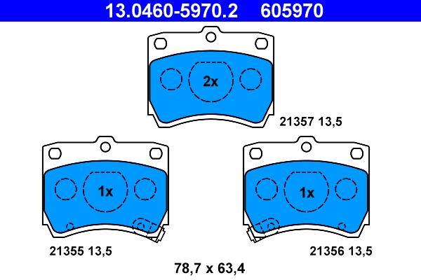 Jeu de 4 plaquettes de frein ATE ref. 13.0460-5970.2