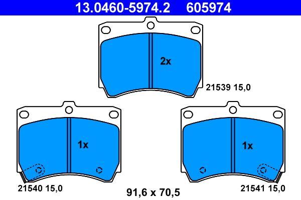 Jeu de 4 plaquettes de frein ATE ref. 13.0460-5974.2