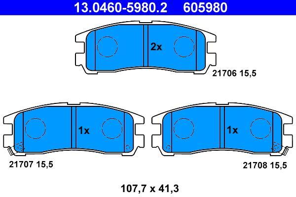 Jeu de 4 plaquettes de frein ATE ref. 13.0460-5980.2