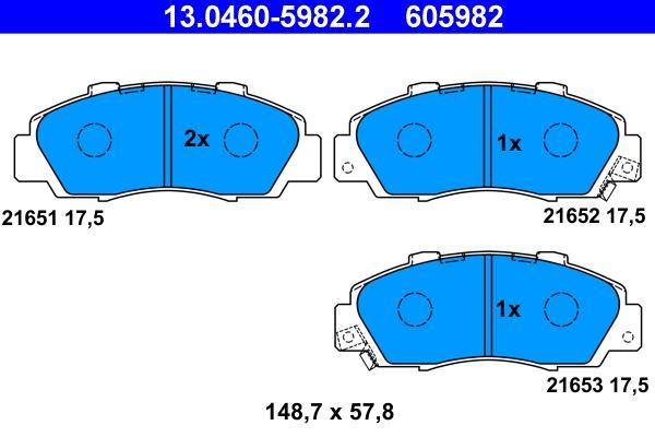Jeu de 4 plaquettes de frein ATE ref. 13.0460-5982.2