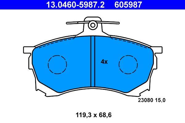 Jeu de 4 plaquettes de frein ATE ref. 13.0460-5987.2