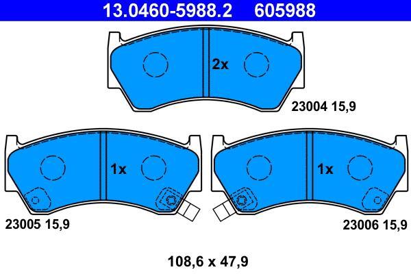 Jeu de 4 plaquettes de frein ATE ref. 13.0460-5988.2