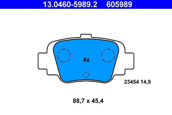 Jeu de 4 plaquettes de frein ATE ref. 13.0460-5989.2