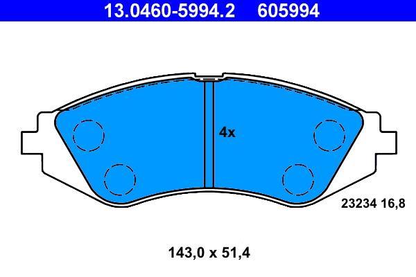 Jeu de 4 plaquettes de frein ATE ref. 13.0460-5994.2