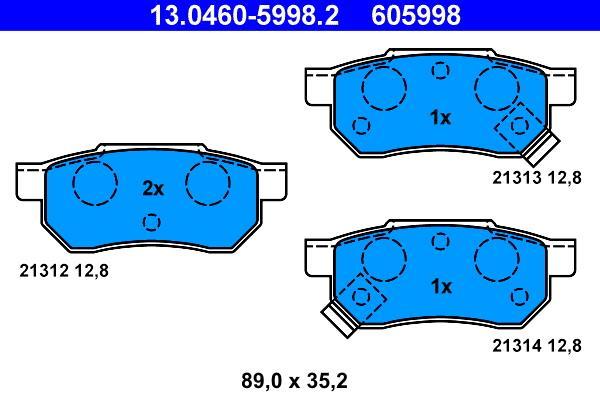 Jogo de 4 pastilhas de travão ATE ref. 13.0460-5998.2