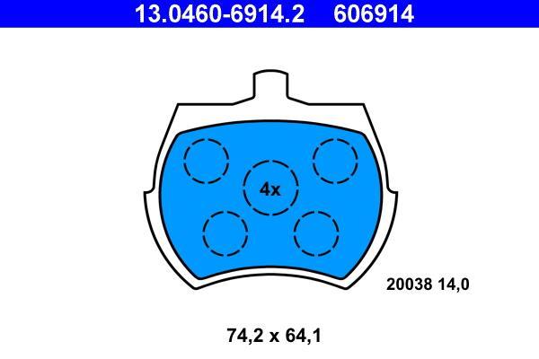 Jeu de 4 plaquettes de frein ATE ref. 13.0460-6914.2