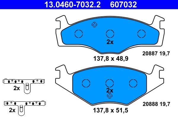 Jeu de 4 plaquettes de frein ATE ref. 13.0460-7032.2