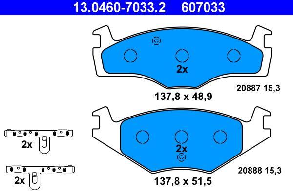 Jeu de 4 plaquettes de frein ATE ref. 13.0460-7033.2