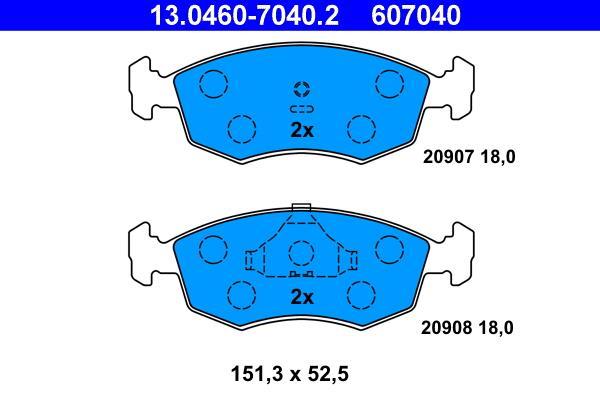 Jeu de 4 plaquettes de frein ATE ref. 13.0460-7040.2