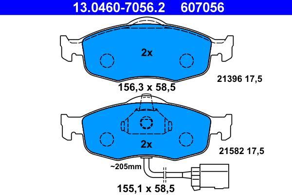 Jeu de 4 plaquettes de frein ATE ref. 13.0460-7056.2