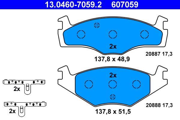 Jeu de 4 plaquettes de frein ATE ref. 13.0460-7059.2