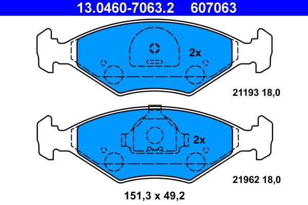 Jeu de 4 plaquettes de frein ATE ref. 13.0460-7063.2