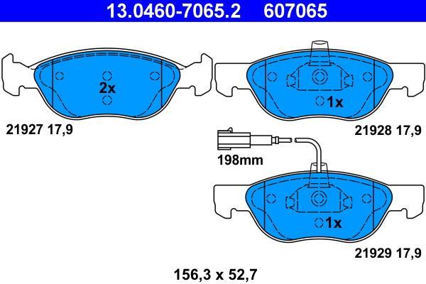 Jeu de 4 plaquettes de frein ATE ref. 13.0460-7065.2