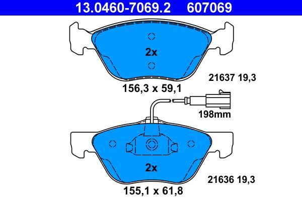 Jeu de 4 plaquettes de frein ATE ref. 13.0460-7069.2