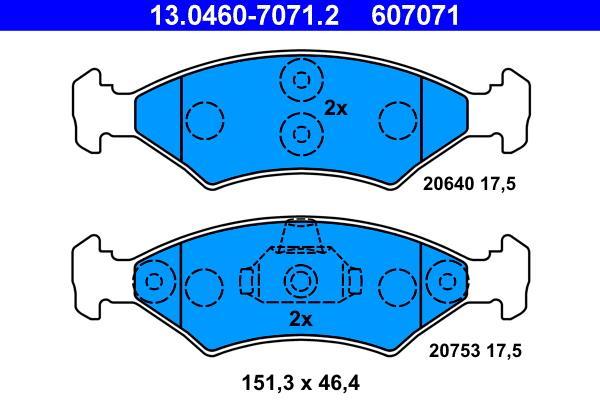 Jogo de 4 pastilhas de travão ATE ref. 13.0460-7071.2