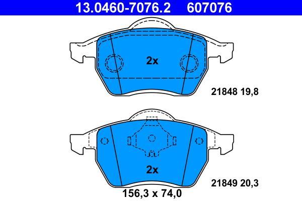 Jeu de 4 plaquettes de frein ATE ref. 13.0460-7076.2
