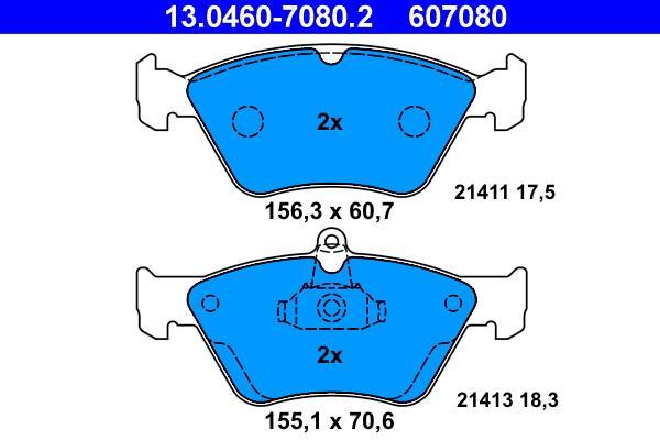 Jeu de 4 plaquettes de frein ATE ref. 13.0460-7080.2