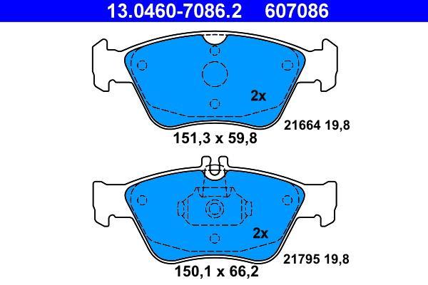 Jeu de 4 plaquettes de frein ATE ref. 13.0460-7086.2