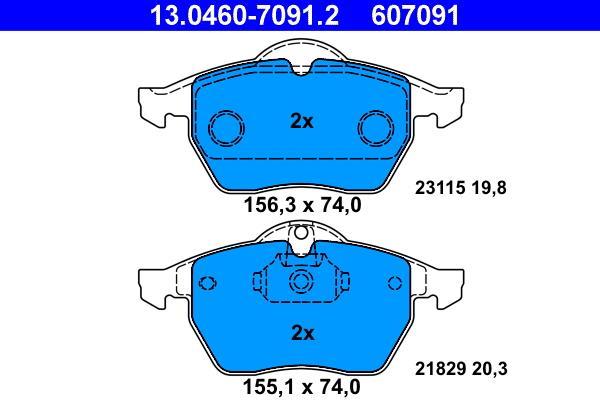 Jeu de 4 plaquettes de frein ATE ref. 13.0460-7091.2