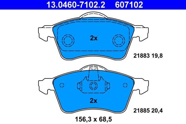 Jeu de 4 plaquettes de frein ATE ref. 13.0460-7102.2