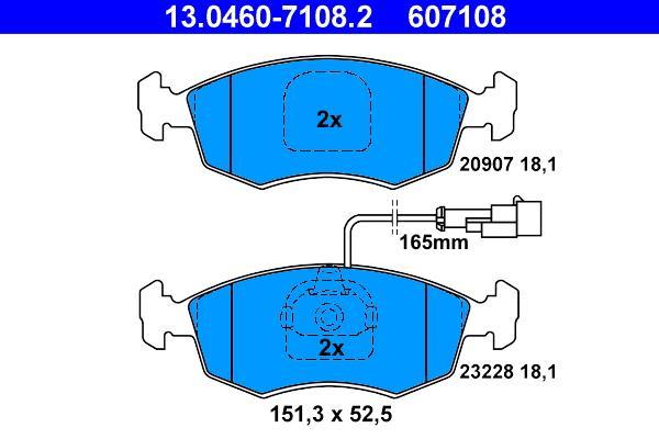 Jeu de 4 plaquettes de frein ATE ref. 13.0460-7108.2
