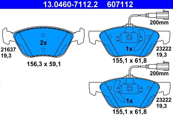 Jeu de 4 plaquettes de frein ATE ref. 13.0460-7112.2