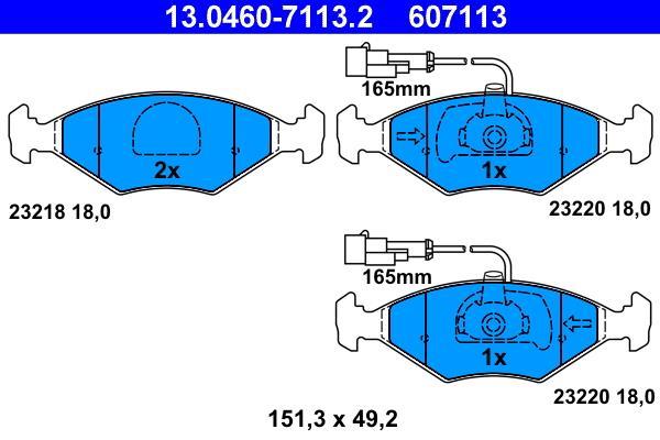 Jeu de 4 plaquettes de frein ATE ref. 13.0460-7113.2