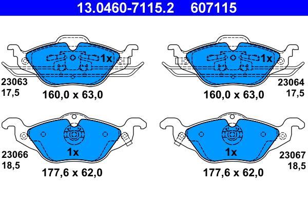Jeu de 4 plaquettes de frein ATE ref. 13.0460-7115.2