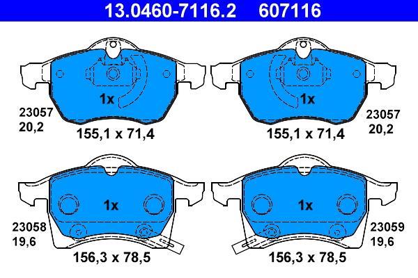 Jeu de 4 plaquettes de frein ATE ref. 13.0460-7116.2