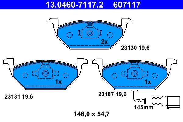 Jeu de 4 plaquettes de frein ATE ref. 13.0460-7117.2