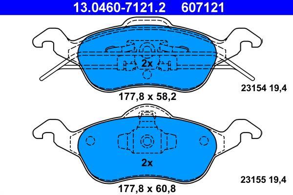 Jeu de 4 plaquettes de frein ATE ref. 13.0460-7121.2