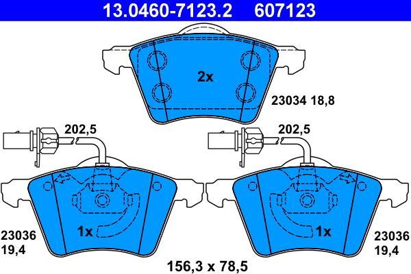 Jeu de 4 plaquettes de frein ATE ref. 13.0460-7123.2