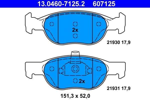 Jeu de 4 plaquettes de frein ATE ref. 13.0460-7125.2