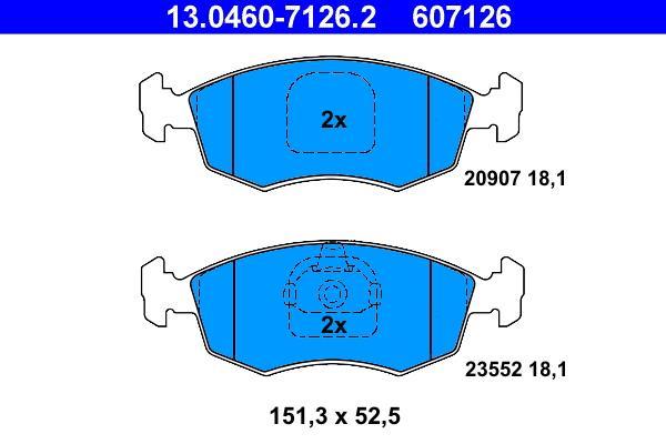 Jeu de 4 plaquettes de frein ATE ref. 13.0460-7126.2