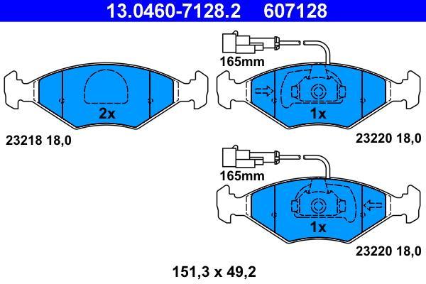 Jeu de 4 plaquettes de frein ATE ref. 13.0460-7128.2