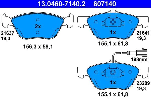Jeu de 4 plaquettes de frein ATE ref. 13.0460-7140.2