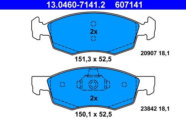Jeu de 4 plaquettes de frein ATE ref. 13.0460-7141.2